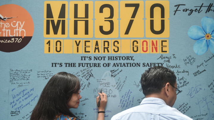 An event held by relatives of the passengers to mark 10 years since Flight MH370 vanished en route to Beijing, in Subang Jaya, Malaysia, on March 3, 2024.