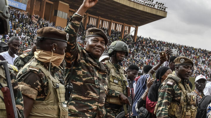 General Abdourahamane Tiani, the leader of the Niger junta, at the anniversary of the military coup that brought him to power, in Niamey, on July 26, 2024.