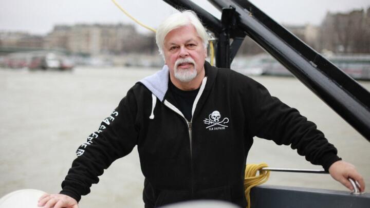 File photo of NGO Sea Shepherd Conservation Society founder, Paul Watson of Canada, posing on board of the "Brigitte Bardot", a Sea Shepherd multihull moored in Paris, on January 15, 2015.