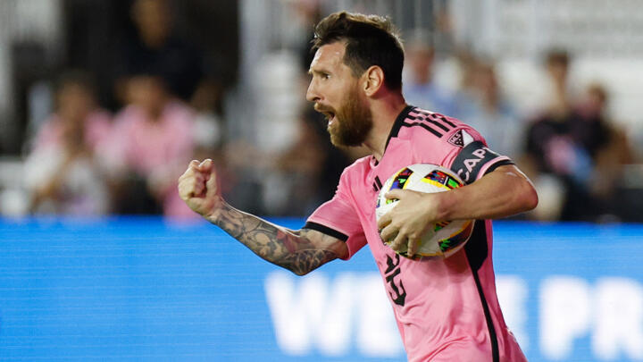 Inter Miami's Lionel Messi celebrates his goal at Chase Stadium in Fort Lauderdale, Florida, on November 9, 2024.