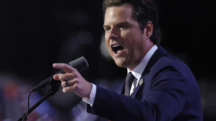 US Representative from Florida Matt Gaetz speaks during the third day of the 2024 Republican National Convention at the Fiserv Forum in Milwaukee, Wisconsin, on July 17, 2024.