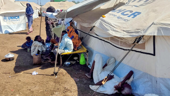 Sudanese people who fled escalating violence in al-Jazira state rest at a camp for the displaced in the eastern city of Gedaref on November 23, 2024.