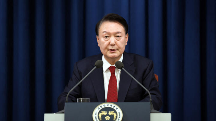 South Korean Presidential Office taken on December 3, 2024 shows South Korean President Yoon Suk Yeol delivering a speech to declare martial law in Seoul