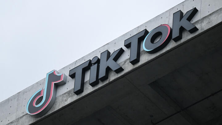 File photo: The TikTok logo is displayedat the social media app company offices in Culver City, California, on March 16, 2023. 