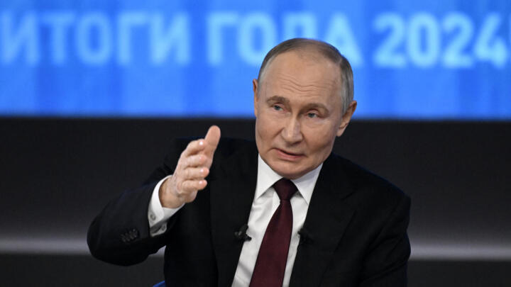 Le président russe Vladimir Poutine lors de sa conférence de presse annuelle à Moscou, le 19 décembre 2024.