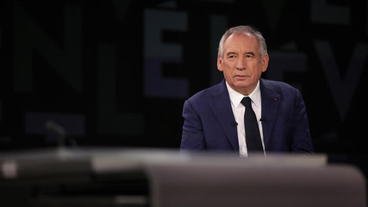 France's Prime Minister Francois Bayrou looks on the political TV show "L'Evenement" (The Event) broadcast on French TV channel France 2, in Aubervilliers, on the northern outskirts of Paris, on December 19, 2024.