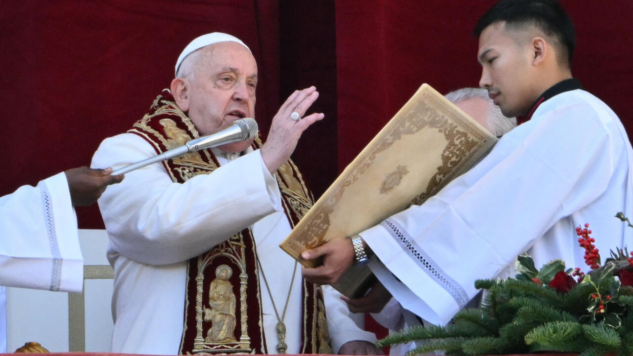 Pope Francis delivered his annual Urbi et Orbi message and blessing from the main balcony of St. Peter's basilica in the Vatican on December 25, 2024.
