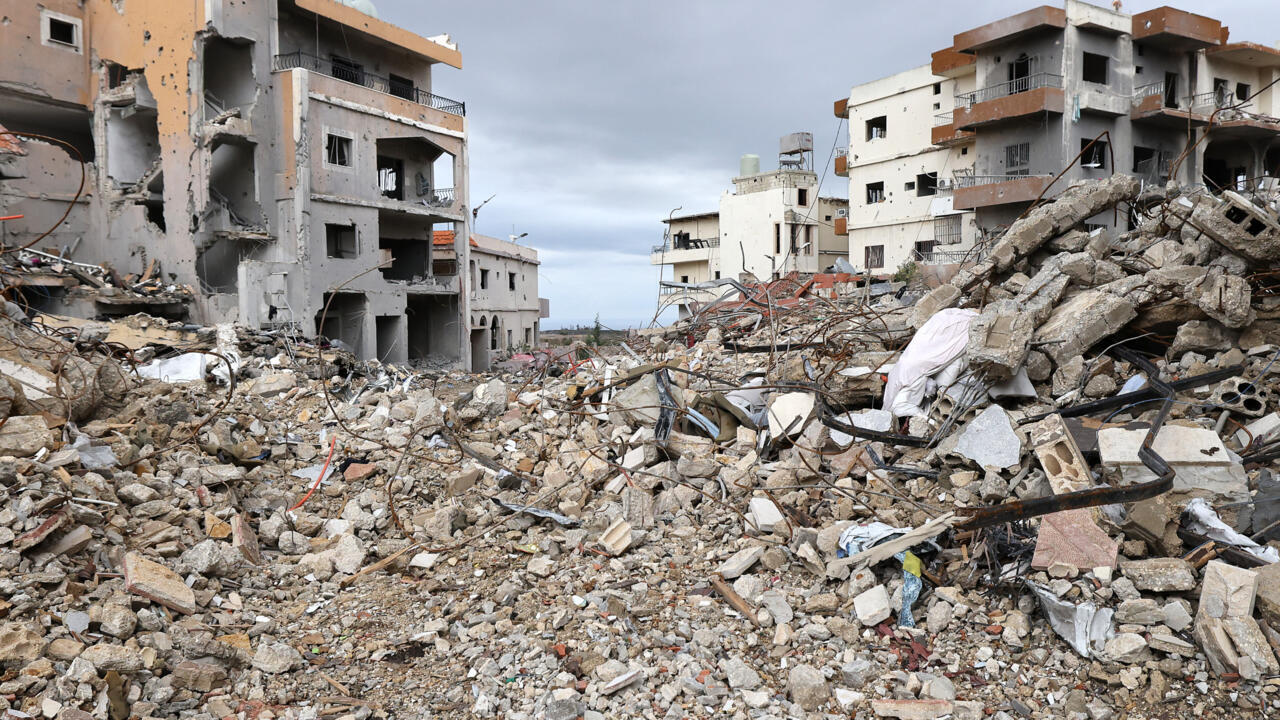 This picture shows the destruction created by Israeli bombardment in Lebanon's southern town of Qana, after a ceasefire between Israel and Hezbollah took effect, on November 27, 2024.