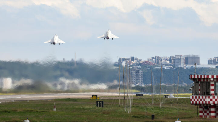 Taiwan fighter jets take off as the island is on high alert for China war games.