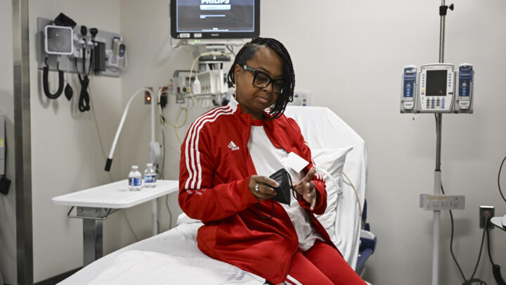 Towana Looney, 53, who received a gene-edited pig kidney, undergoes medical testing at NYU Langone Health on December 11, 2024 in New York.
