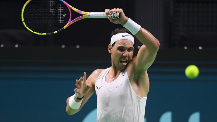 The Spaniard Rafael Nadal during training before the final phase of the Davis Cup, in Malaga on November 18, 2024.