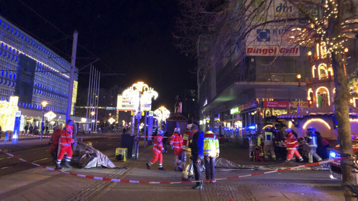 Emergency services arrive at the Christmas market in Magdeburg, Germany, December 20, 2024.