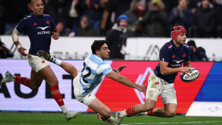 Louis Bielle-Biarrey (right) scored the pick of France's tries.