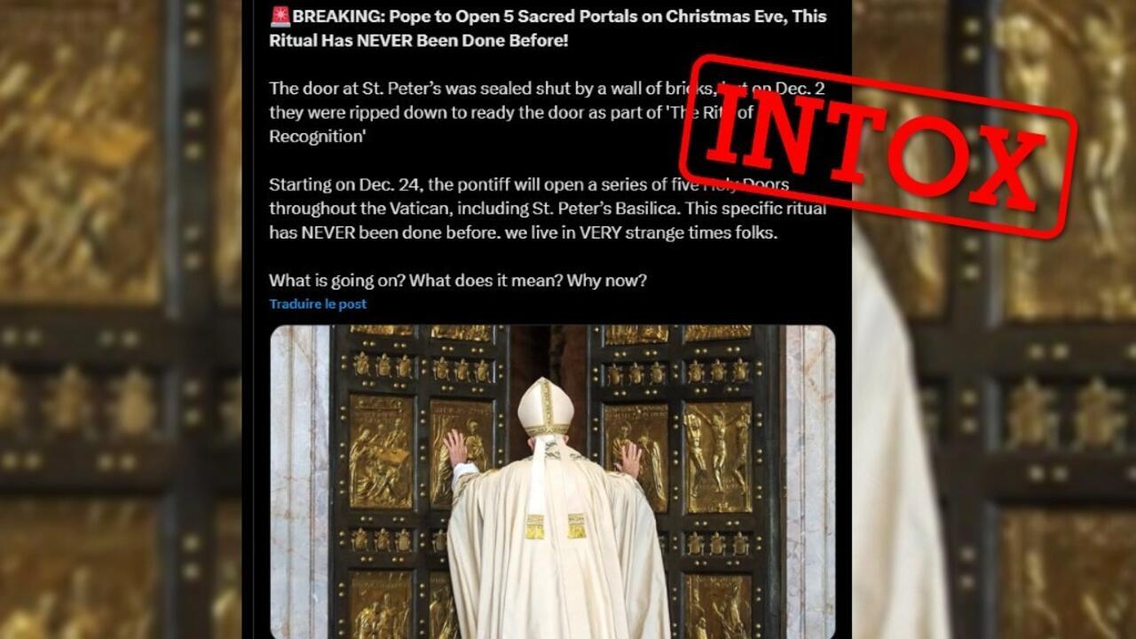 Des internautes affirment le 12 décembre 2024, que le pape François ouvrira cinq portails sacrés la veille de Noël dans le cadre d'un rituel inédit. Le rite remonte en fait à l'année 1423.