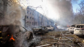 A view shows cars and a building heavily damaged during a Russian missile strike, amid Russia's attack on Ukraine, in Odesa, Ukraine on November 18, 2024.